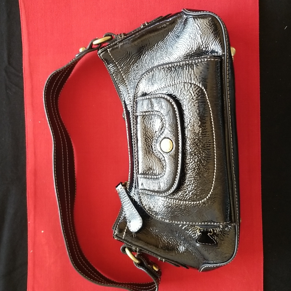 Perlina Black Patent Handbag